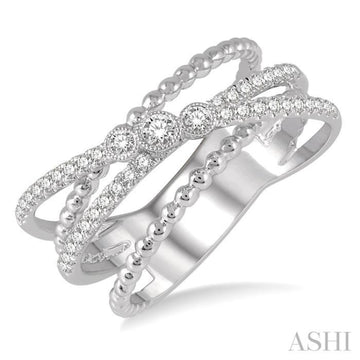 1/3 Ctw Cris-Cross Layered Diamond Fashion Ring in 14K White Gold